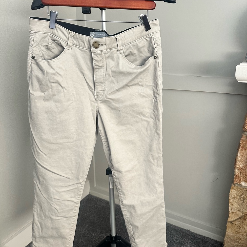 Wit & Wisdom Black and Cream High-Rise Straight Leg Pants